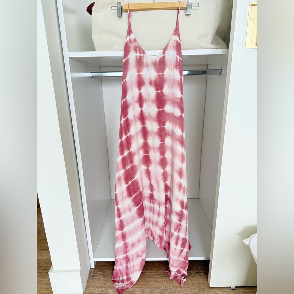 Fifteen Twenty • Pink Tie Dye Handkerchief Hem Beach Cover up Maxi • Sz XS